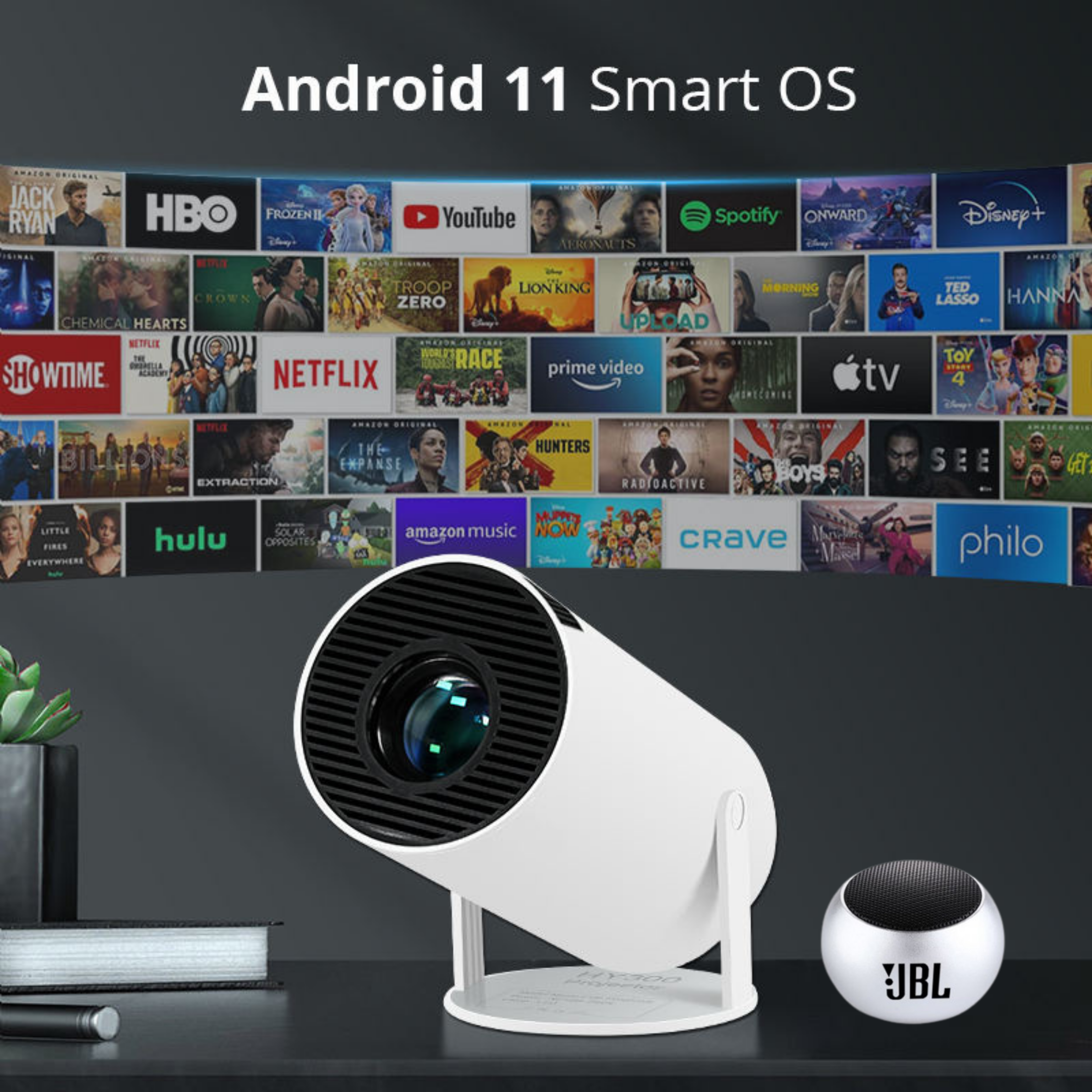 HOG™ A32 Android Projector Support 6K Smart Home Cinema Portable Proje ...