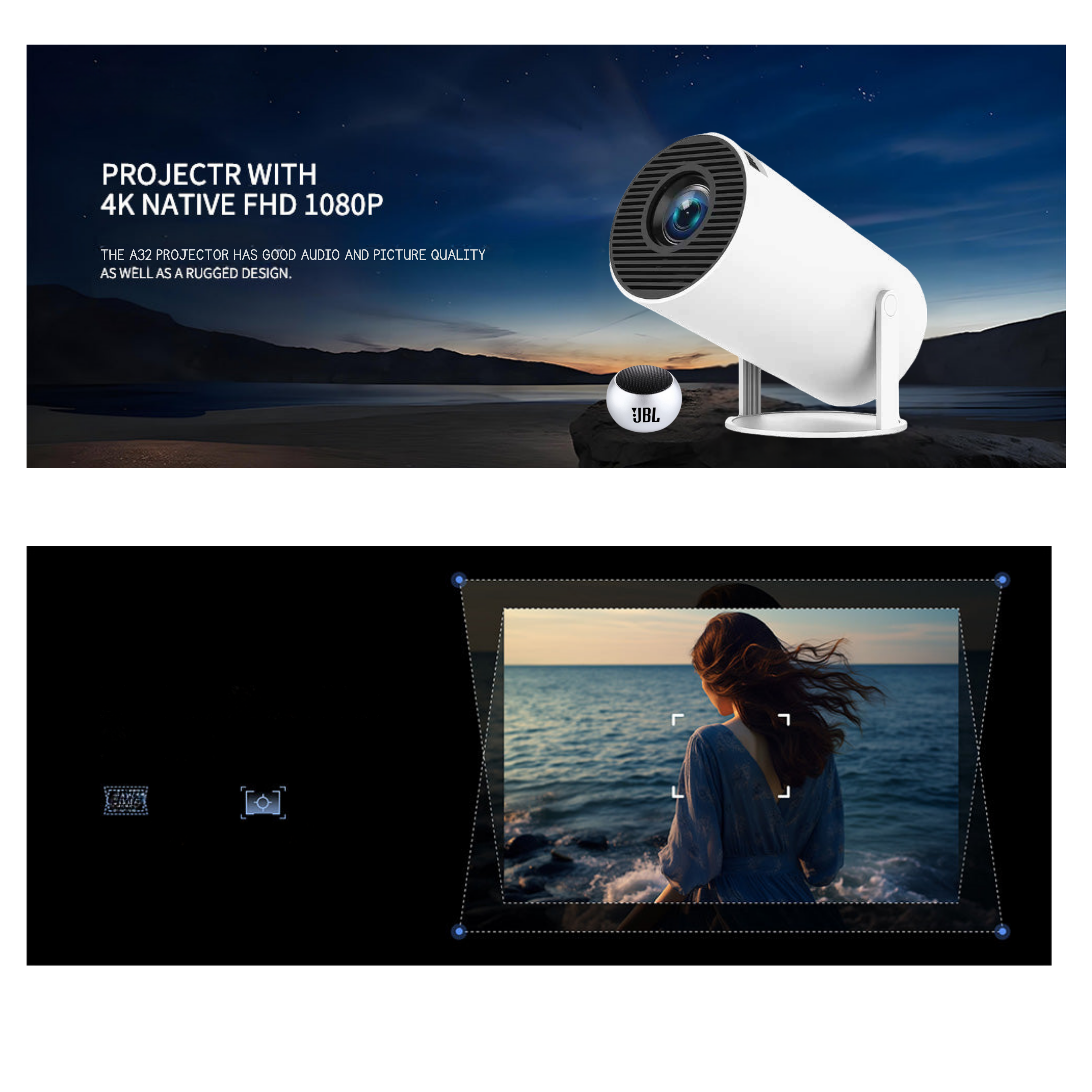 HOG™ A32 Android Projector Support 6K Smart Home Cinema Portable Proje ...