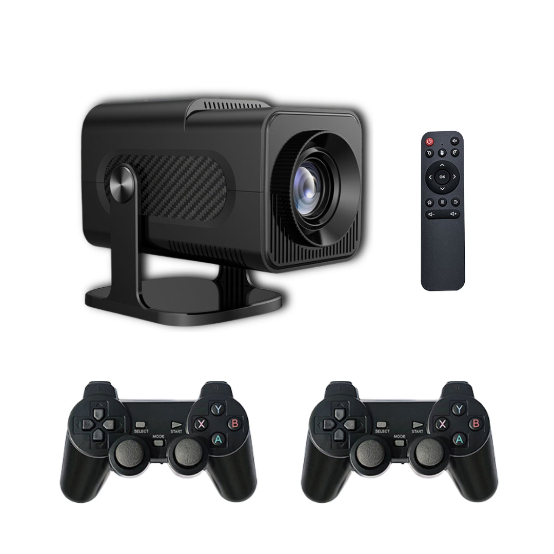 R40 Max Android plus Game Projector Support 8K with Two Wireless Controllers