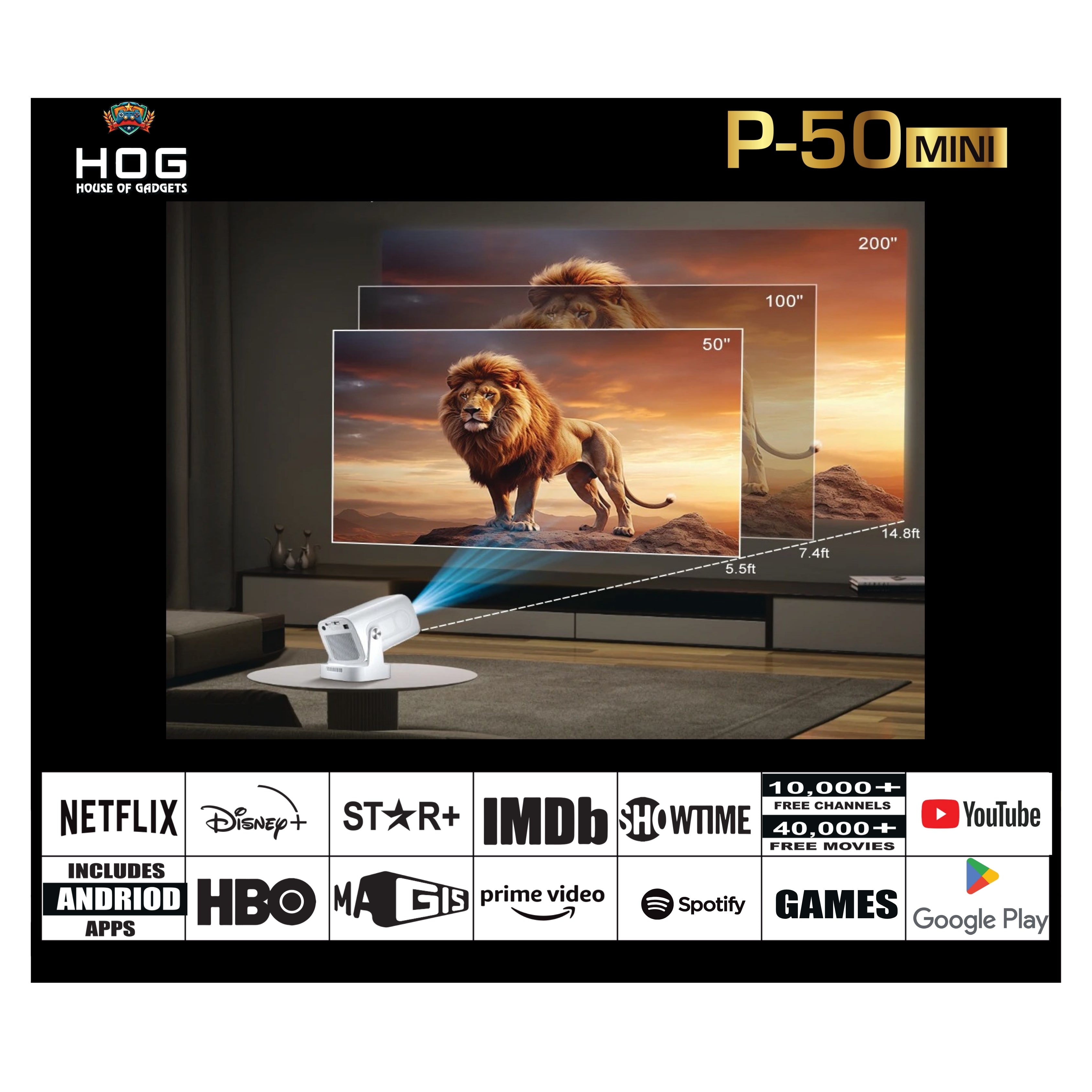 P50 Mini Android projector support 8k smart home cinema portable projector