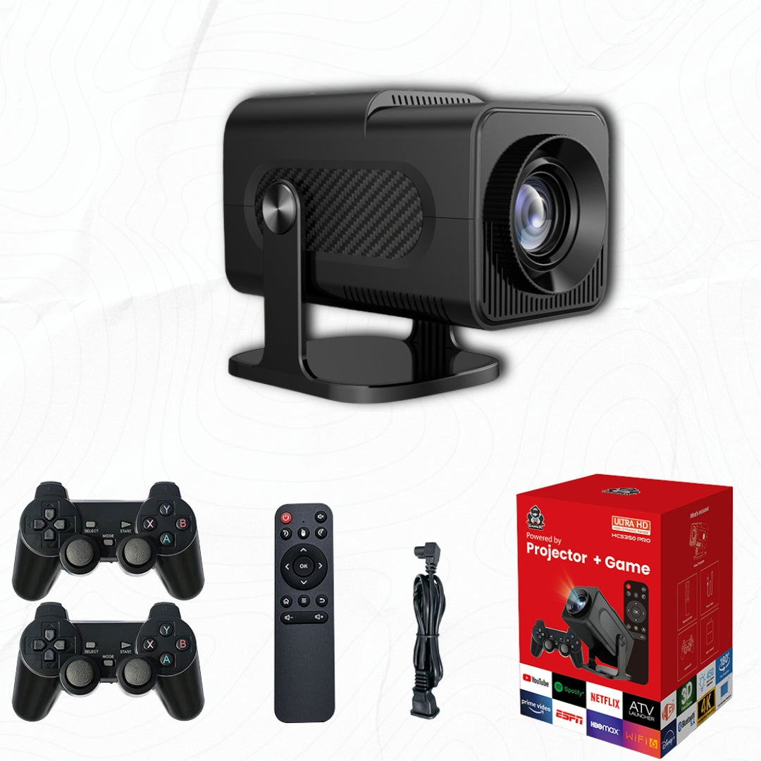 R40 Max Android plus Game Projector Support 8K with Two Wireless Controllers