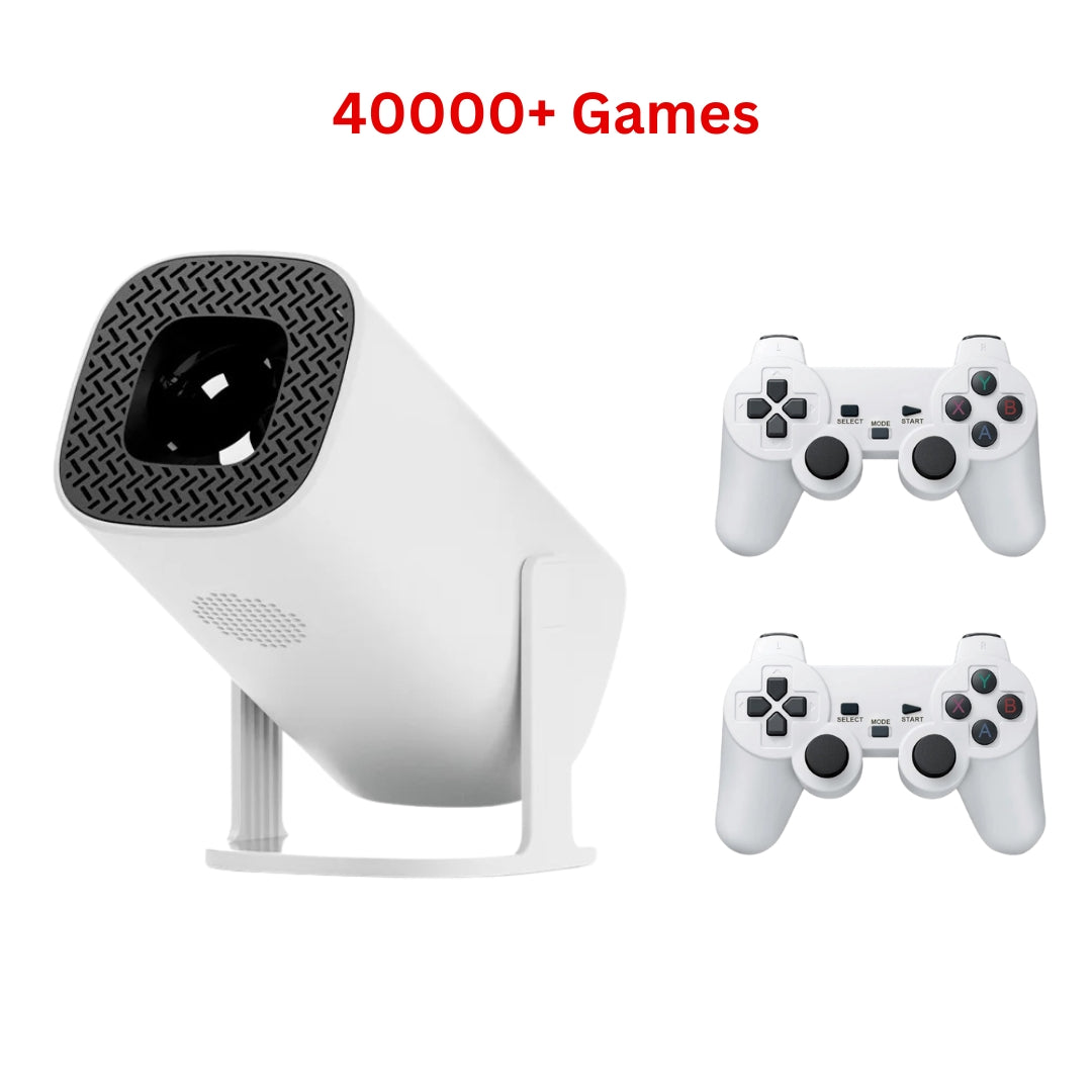 A90 Android plus Game Projector Support 8K with Two Wireless Controllers - House of Gadgets