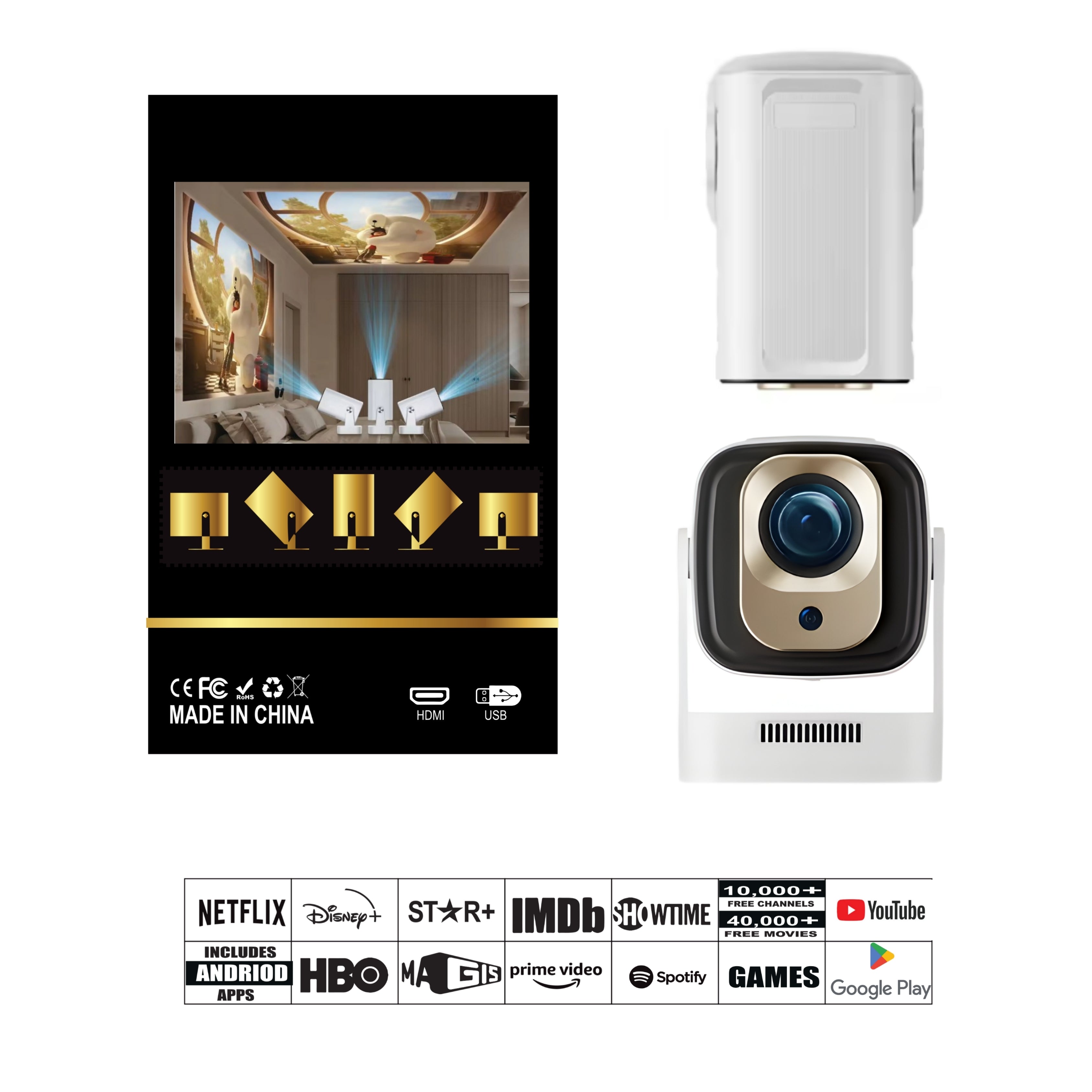 P50 Mini Android projector support 8k smart home cinema portable projector