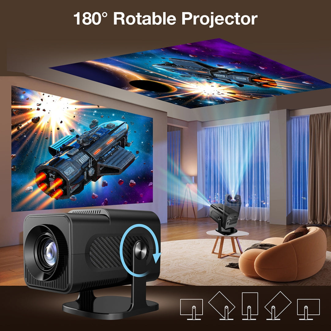 R40 Max Android plus Game Projector Support 8K with Two Wireless Controllers