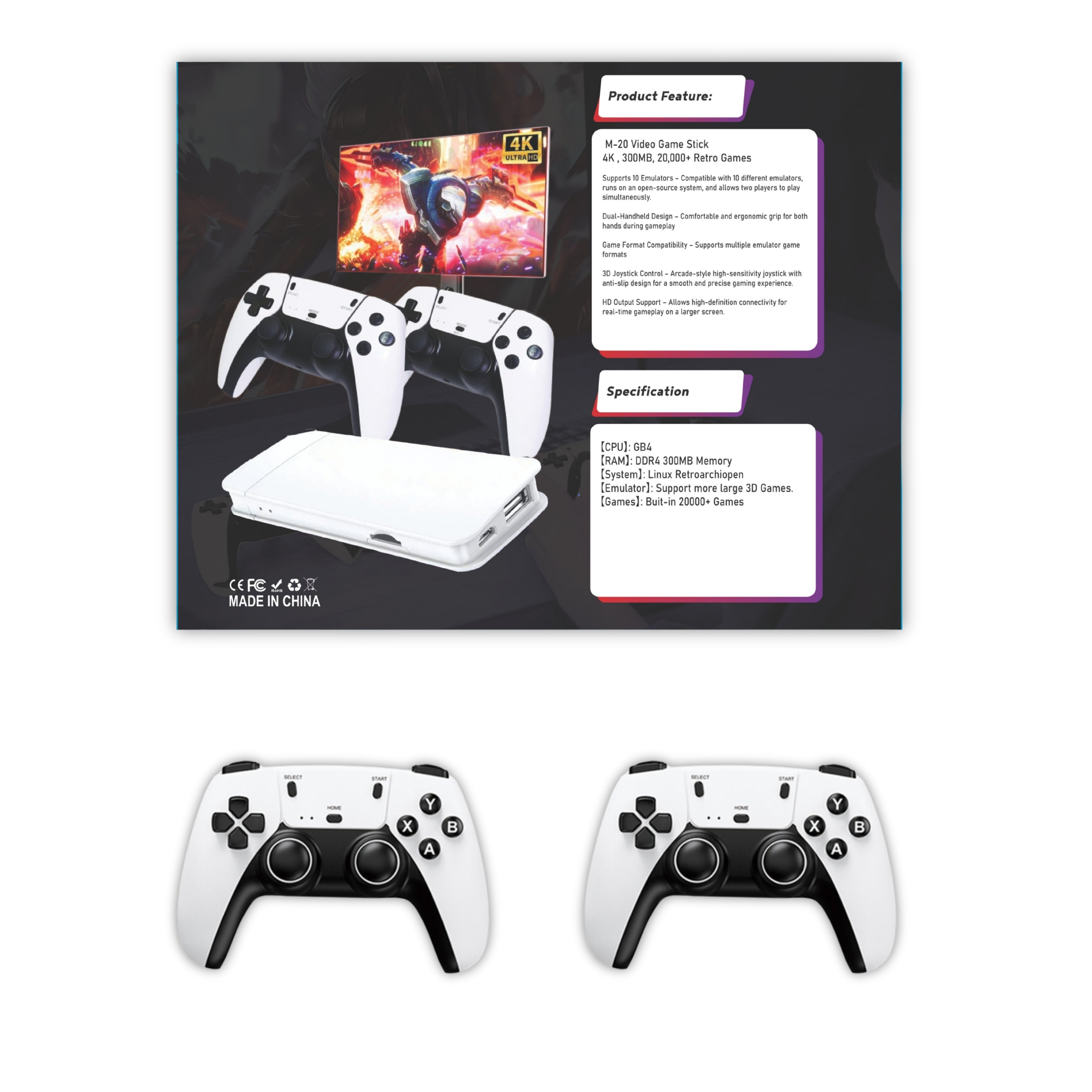HOG™ Premium HOG M20 Game stick With Warranty 5.5 Ghz 20000+ Video Games