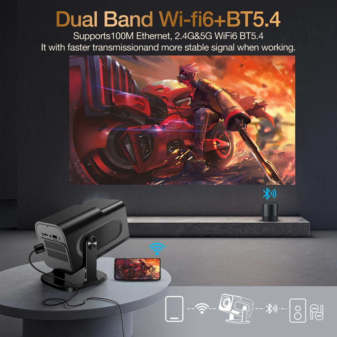 R40 Max Android plus Game Projector Support 8K with Two Wireless Controllers