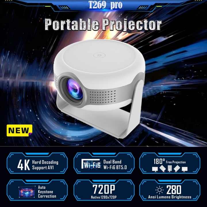 T269 android projector support 8k smart home cinema portable projector