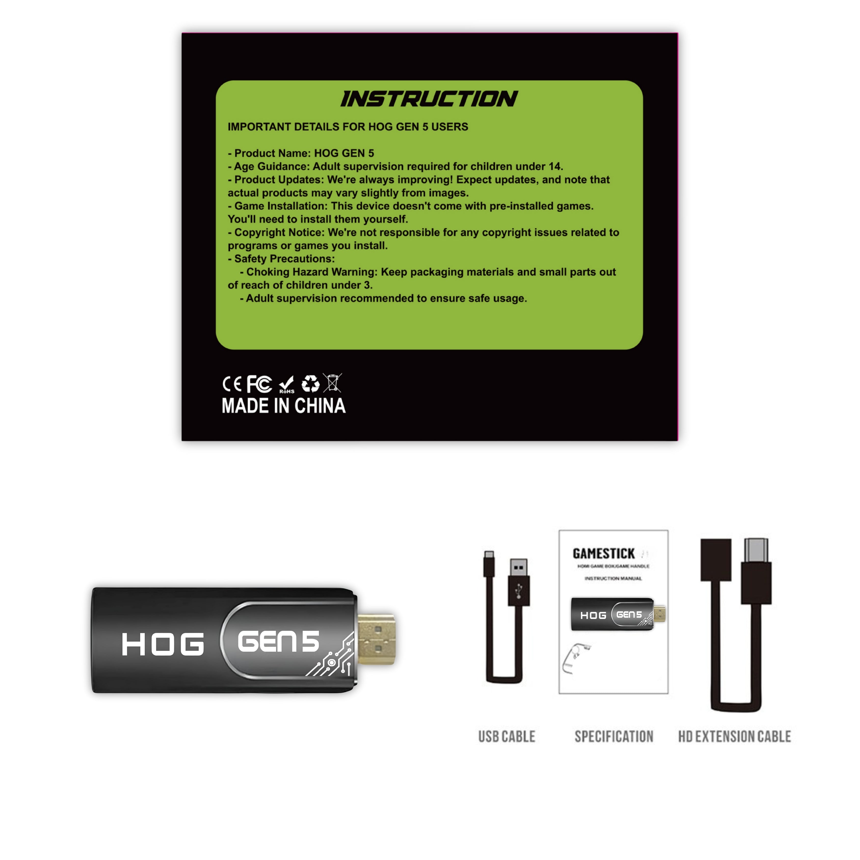 gen 5 game stick with box back side and cables