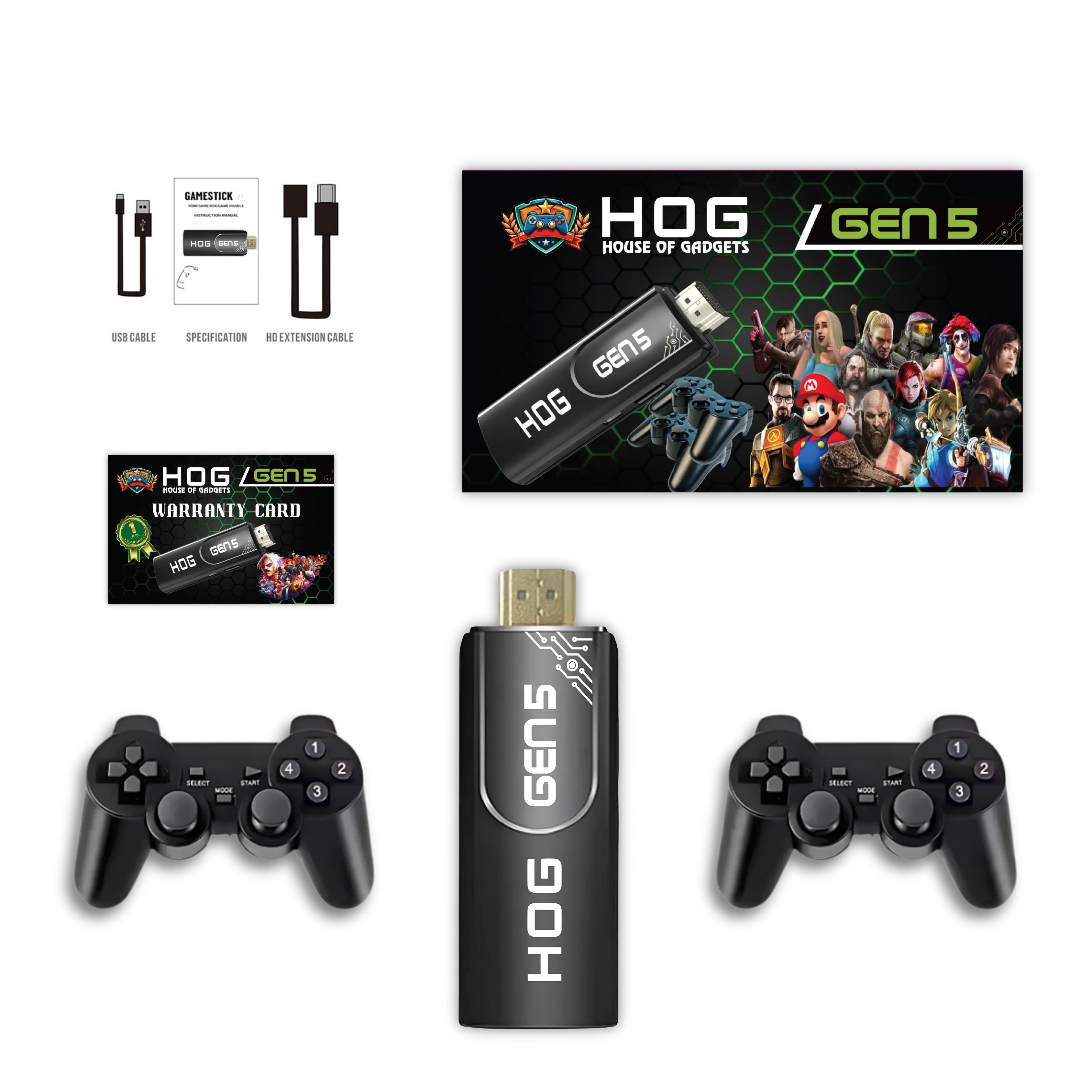 gen 5 game stick with warranty card  joysticks with cables
