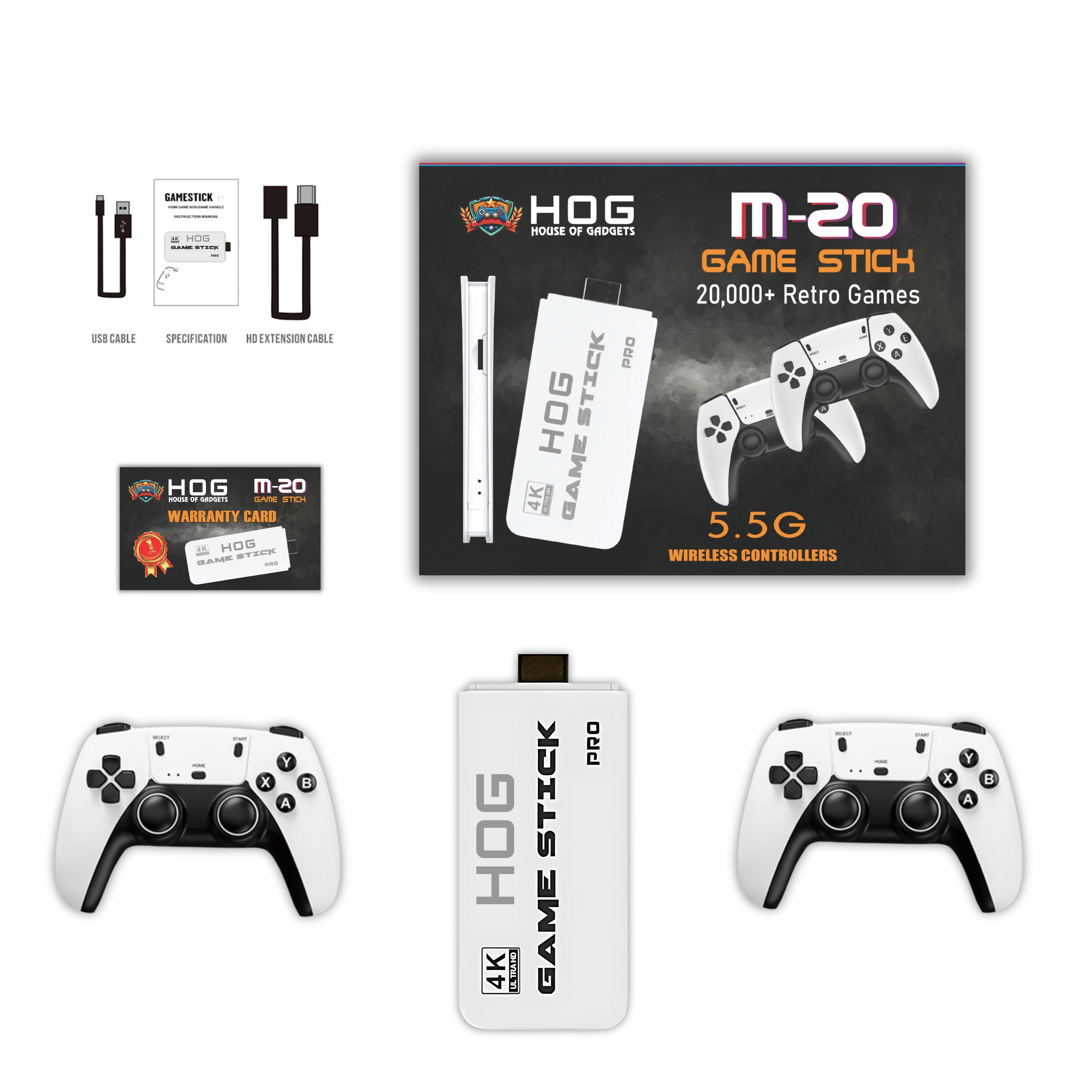m20 game stick box with joysticks and warranty card