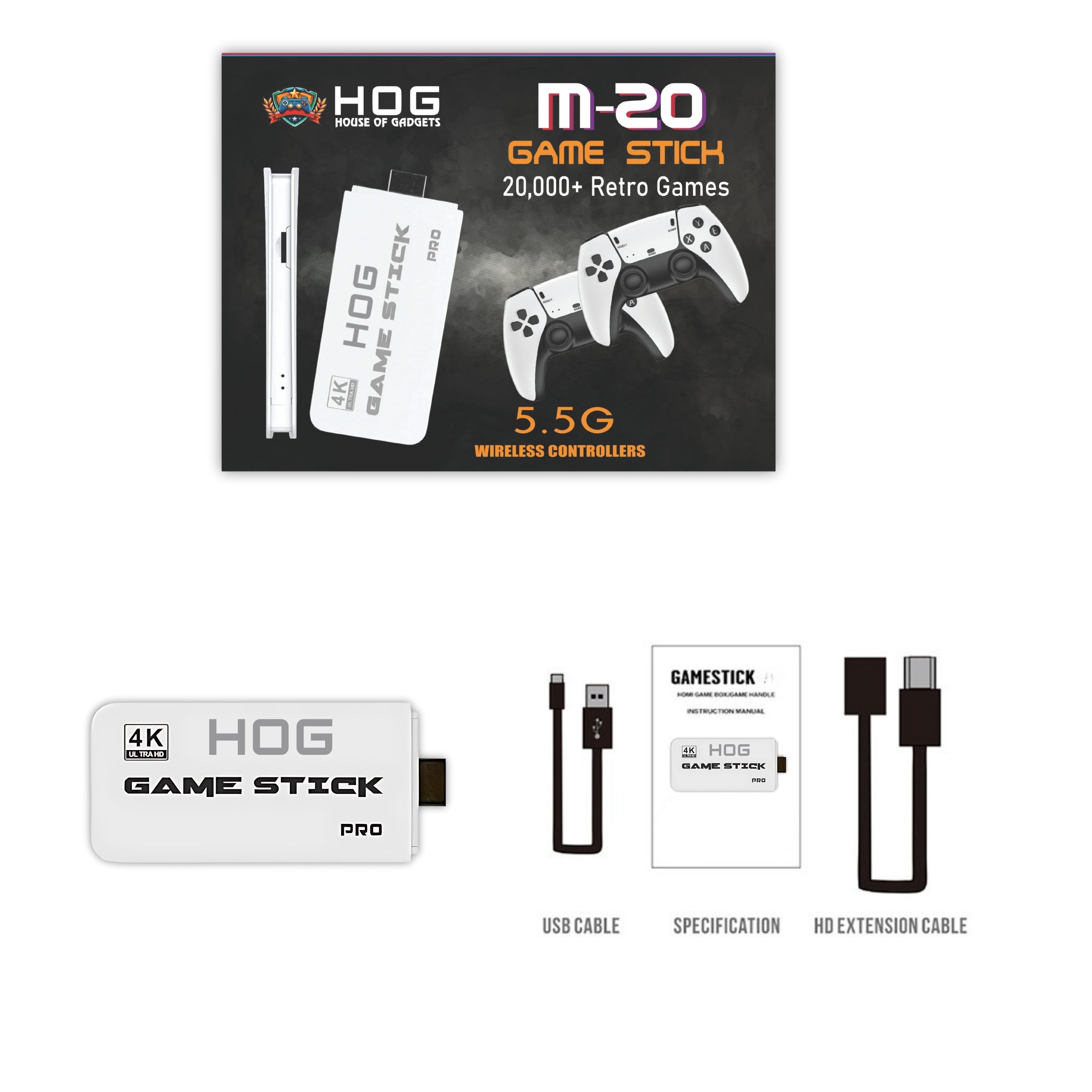 m20 game stick with box and cables