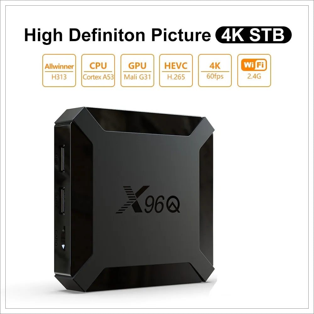X96Q Android TV Box – 4K Ultra HD Smart Media Player with WiFi & HDMI