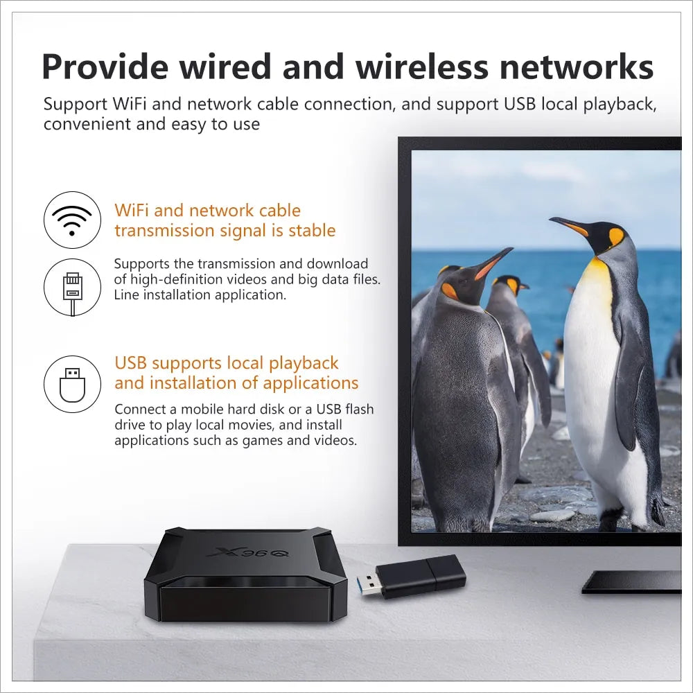 X96Q Android TV Box – 4K Ultra HD Smart Media Player with WiFi & HDMI