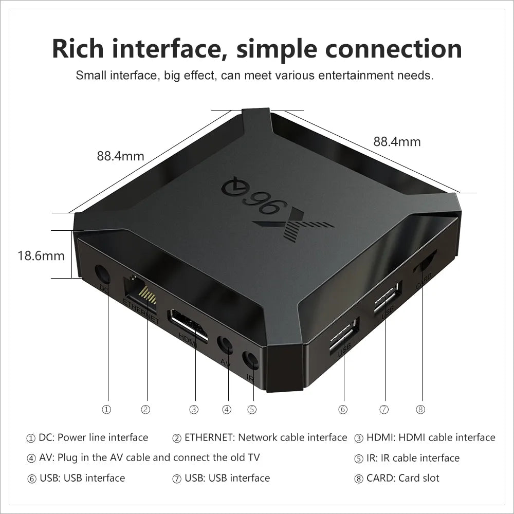 X96Q Android TV Box – 4K Ultra HD Smart Media Player with WiFi & HDMI