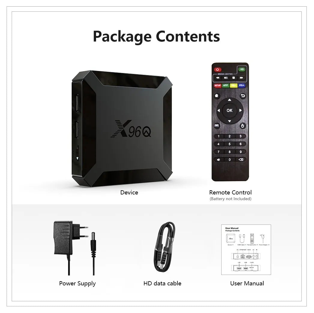 X96Q Android TV Box – 4K Ultra HD Smart Media Player with WiFi & HDMI